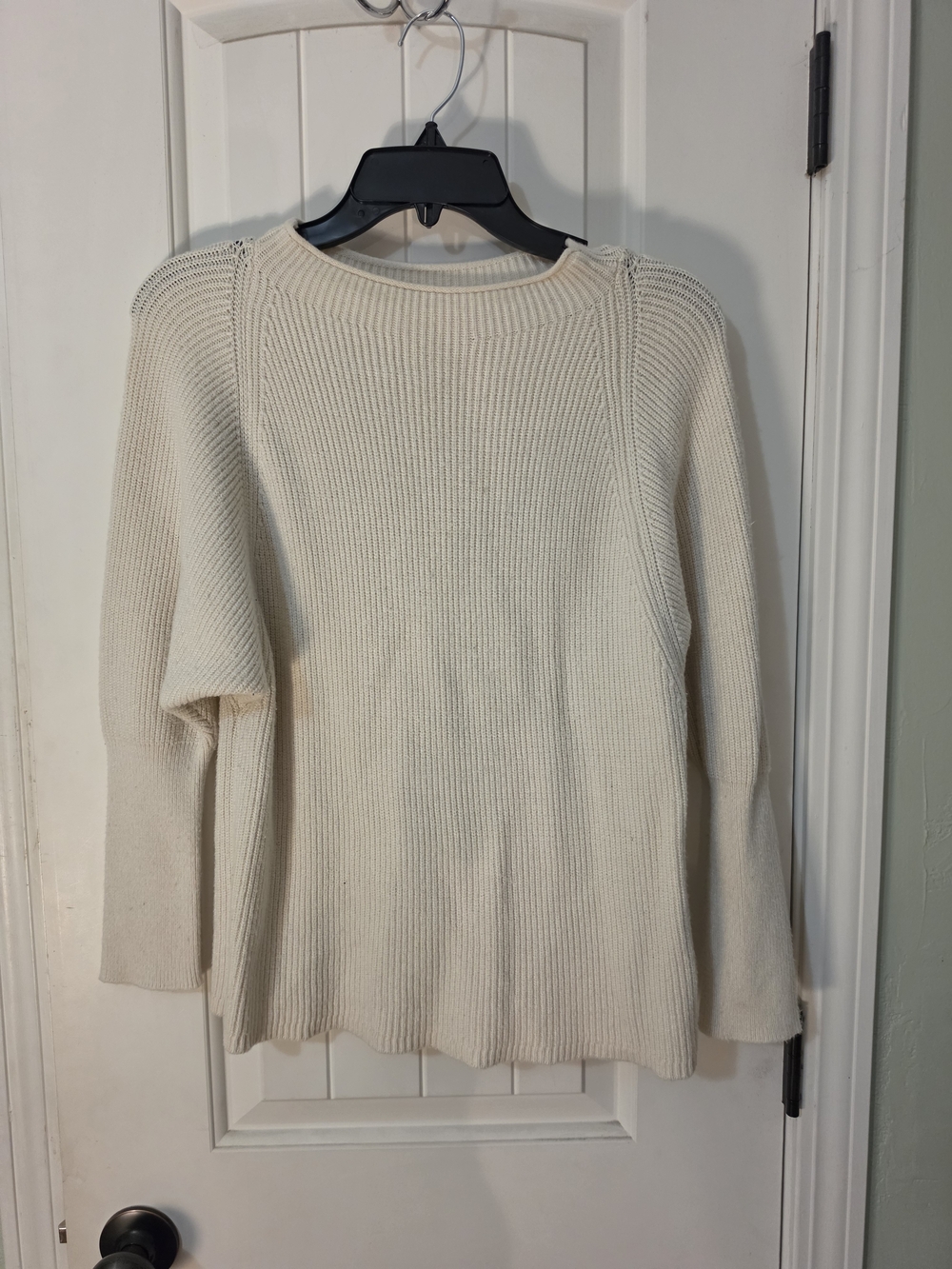 Cream Ribbed Knit Women's Sweater